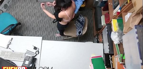  Amazing brunette teen got ravaged from behind at the office